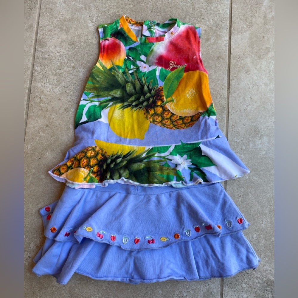 Guess Multicolor Tropical Shirt with Blue Skort